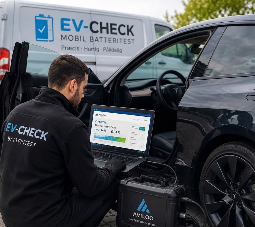 Mobil batteritest af elbil med diagnoseudstyr